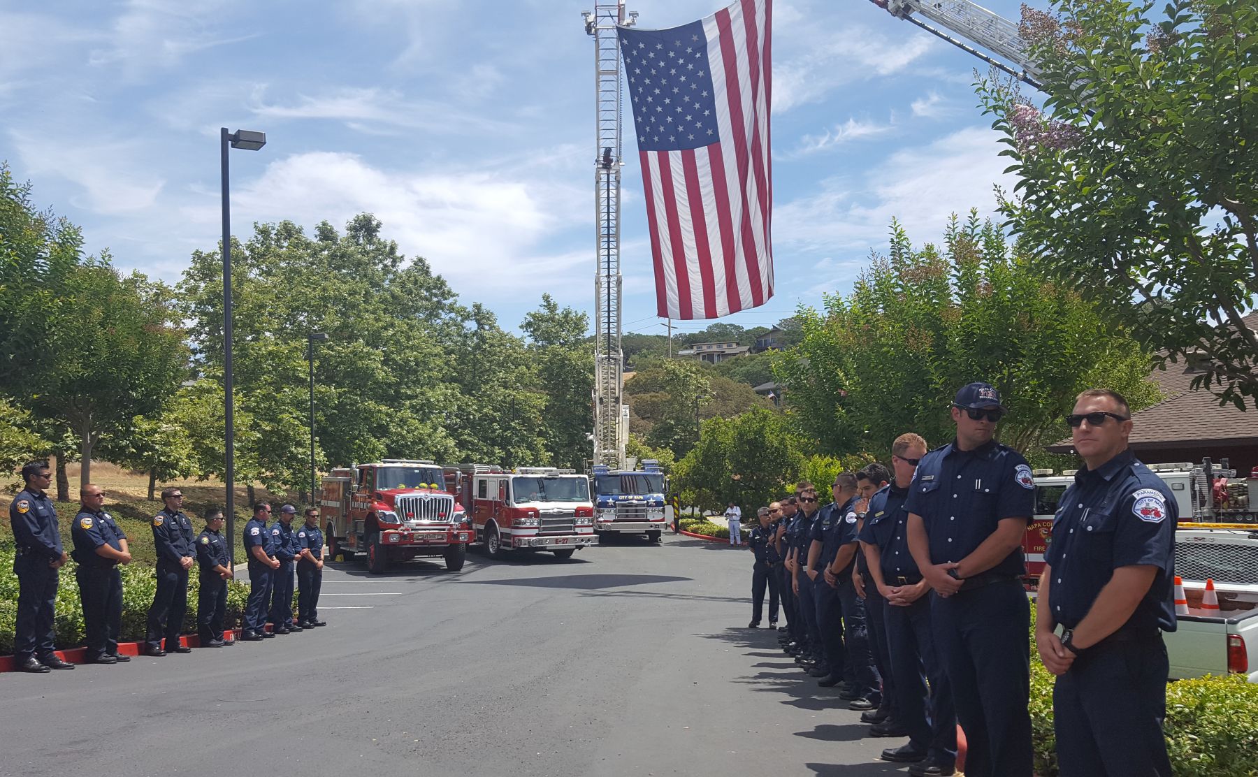 Napa firefighters receiving line for Cory Miele
